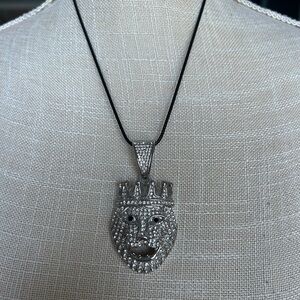 Silver Lion Pendant Necklace